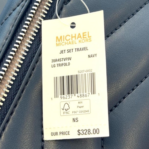 Michael Kors Large Quilted Trifold Wallet Navy Blue (NWT) - Picture 5 of 5